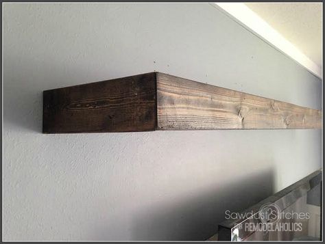 shelf makeover. Wrap Ikea floating shelves with wood. Ikea Lack Shelf Ideas, Lack Shelves, Clever Decor, Ikea Deco, Float Shelf, Lack Shelf, Ikea Lack Shelves, Pottery Barn Look, Unpainted Furniture