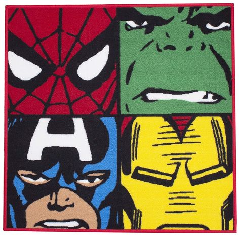 Marvel Disney Comics Defenders Shaped Rug: Amazon.co.uk: Kitchen & Home Marvel Defenders, New Iron Man, Hulk Spiderman, Kids Mat, Defenders Marvel, Superhero Bedroom, Superhero Room, Shaped Rug, Black Panthers