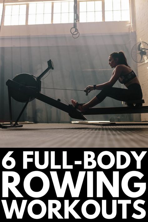 Low Impact Cardio: 6 Rowing Machine Workouts for Weight Loss Rowing Workout Plan, Rowing Before And After Pictures, Indoor Rowing Workout, Rowing Workouts, Best Cardio Machine, Machine Workouts, Rowing Shell, Rower Workout, Rowing Machine Workout