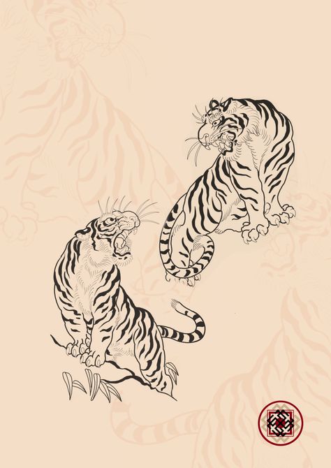 Traditional Tattoo Dragon, Japanese Tiger Tattoo, Dragon Tattoo Sketch, Back Tats, Kiss Emoji, Japanese Tiger, Persian Art Painting, Japanese Art Prints, Tiger Tattoo