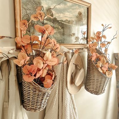 AMBER BROOKS FARM | Shop Sales Events Antique Farmhouse Wall Basket Decor Ideas, Farmhouse Shelving, Basket Decor Ideas, Hanging Wall Baskets, Marble Cake Stand, Metal Wall Planters, Vintage Shelving, Apple Baskets, Distressed Walls