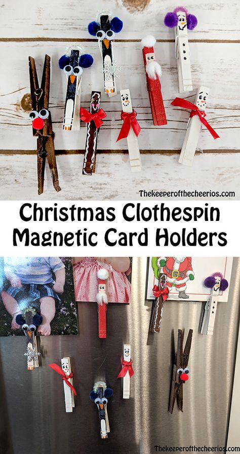 Clothespin Card Holder, Close Pin Ornaments, Christmas Clothespins Crafts, Clothespin Ornaments Christmas, Cloths Pin Crafts Christmas, Christmas Crafts With Clothes Pins, Clothes Pin Crafts Christmas, Clothes Pin Ornaments Diy, Clothespin Ornaments Diy