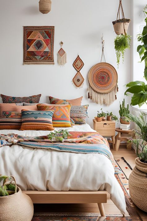 Bohemian Scandinavian bedroom decor Neutral Bohemian Bedroom, Rustic Scandinavian Bedroom, Scandi Bedroom Ideas, 2025 Vison, Scandinavian Bedroom Design, Eclectic Accessories, Scandinavian Interior Bedroom, Interior Bedroom Design, Scandinavian Bedroom Decor