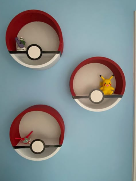 Excited to share this item from my #etsy shop: Pokemon Pokeball Wall Shelf (12”) https://etsy.me/3rSU0Ks Pokemon Wallpaper Bedroom, Nursery Ideas Pokemon, Pokemon Room Design, Pikachu Room Ideas, Pokemon Wall Art Diy, Pokémon Dresser, Pokemon Bathroom Ideas, Pokemon Living Room, Pokémon Shelf