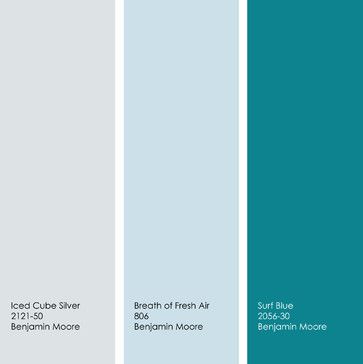 Benjamin Moore's Breath of Fresh Air - other - Jennifer Ott Interior Design Surf Blue Benjamin Moore, Bathroom Paint Colors Benjamin Moore, Office Palette, Blue Benjamin Moore, Interior Paint Colors For Living Room, Blue Living Room Decor, Bathroom Paint Colors, Blue Paint Colors, Rooms Ideas