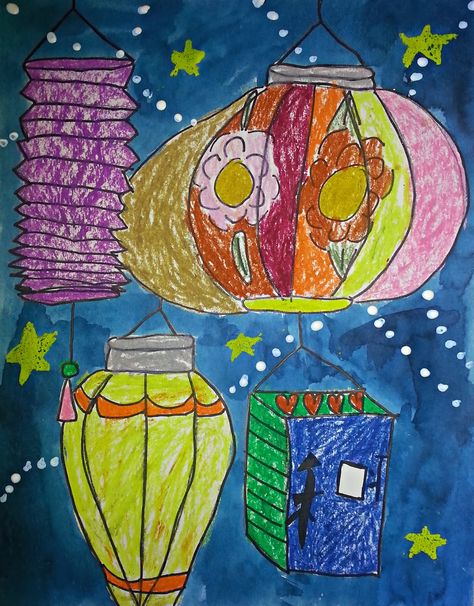 Lantern drawing. This could be a great way to work on shading. Asian Art Projects, Lantern Drawing, Lantern Art, Art Stars, Chinese New Year Crafts, 2nd Grade Art, New Year Art, 3rd Grade Art, Art Lessons Elementary