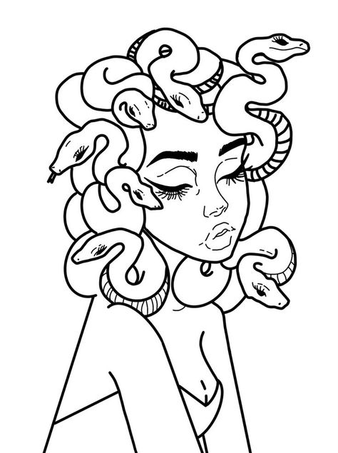 Medusa Drawings Easy, Easy Medusa Drawing, Medusa Coloring Page, Medusa Drawings, Drawing Medusa, Medusa Painting, Medusa Drawing, Unique Wrist Tattoos, Sharpie Drawings