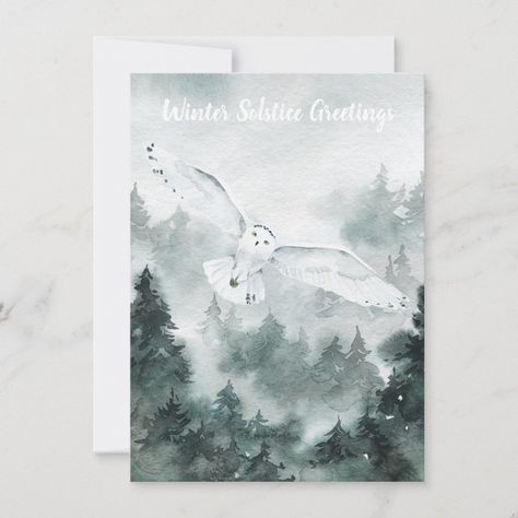 Background For Writing, Winter Solstice Cards, Owl Card, White Owl, Woodland Forest, Winter Solstice, Star Wars Gifts, Disney Gifts, Sesame Street