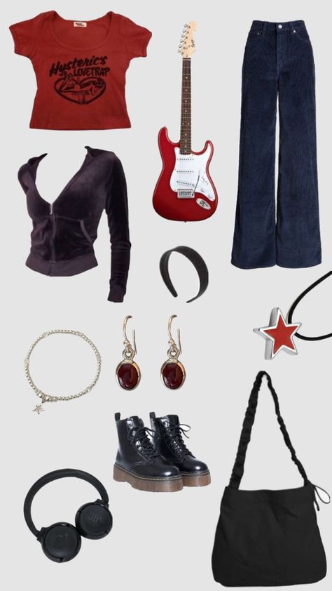 zoe outfit Grunge Fits, 70s Look, Clean Fashion, 2000s Outfits, Paris Outfits, Virtual Fashion, Mood Board Fashion, Red Outfit, Comfortable Outfits