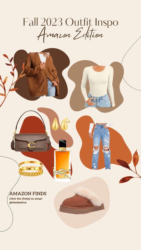 Links for ALL items found on Amazon: Clothes: Cardigan (Multiple colors available) - https://amzn.to/3EDdWde Bodysuit (Multiple colors available) - https://amzn.to/3PAxRiW Ripped Jeans - https://amzn.to/48oOo14 Accessories: Coach Tabby Handbag - https://amzn.to/48gAKgb Bracelet Set - https://amzn.to/3ZvFfQl Earrings - https://amzn.to/44PlLXN Perfume: YSL Libre Intense - https://amzn.to/44NBQNK Shoes: Ugg Slipper (Multiple colors available) - https://amzn.to/3PB1iBr Ysl Libre Intense, Perfume Ysl, Libre Intense, Ysl Libre, Clothes Cardigan, Ugg Slipper, Fall Outfits 2023, Coach Tabby, Shoes Ugg