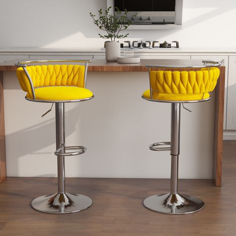 Upgrade your kitchen or bar area with this set of Modern Velvet Adjustable Swivel Bar Stools. Colorful Bar Stools, Colorful Bar, Bar Area, Counter Bar Stools, Bar Areas, Kitchen Bar Stools, Swivel Bar Stools, Everly Quinn, Online Furniture Stores