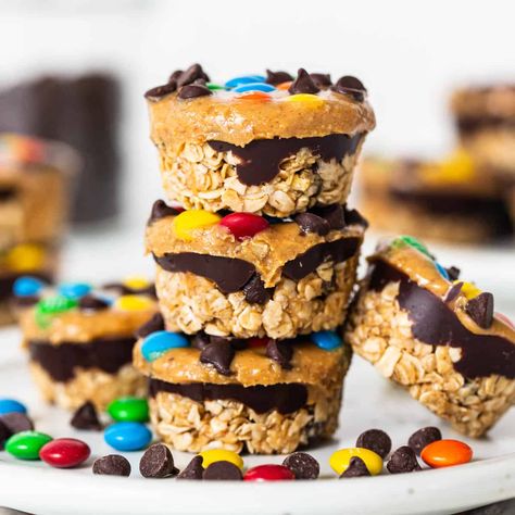 Recipe With Quick Oats, Monster Cookie Oat Cups, Oat Cups, Cookies And Candy, Monster Cookies Recipe, Fit Foodie Finds, Monster Cookie, Peanut Butter Oats, Chocolate Oats