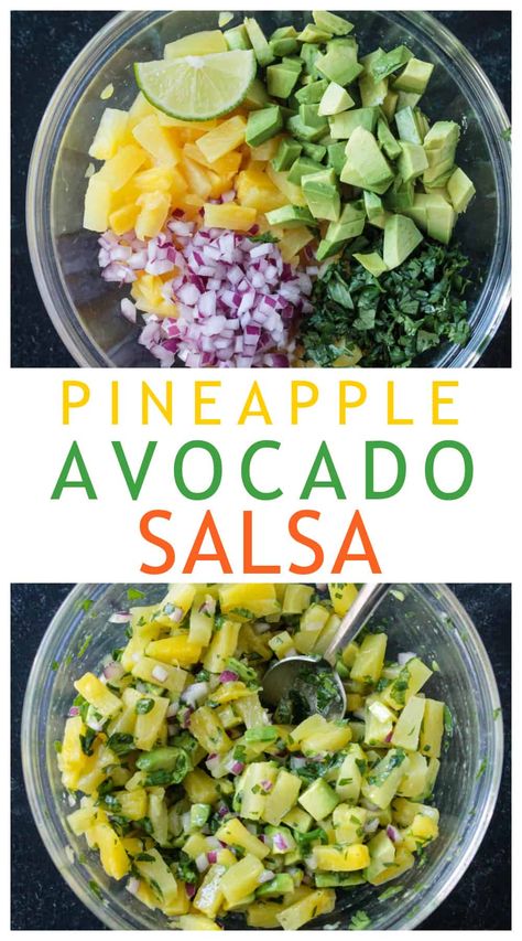 Pineapple Avocado Salsa Pineapple Cucumber Salsa, Boat Appetizers, Pineapple Avocado Salsa, Pineapple Salsa Recipe, Cucumber Salsa, Cucumber Avocado, Avocado Sauce, Spicy Salsa, Fruit Salsa