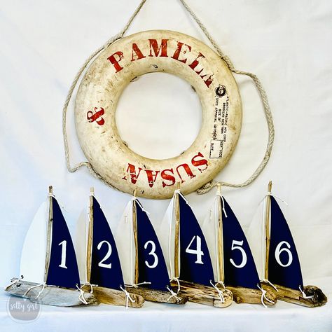 Sailboats Centerpiece Table Markers 14 Driftwood Wedding Table Numbered Sailboats - Etsy Sailboat Wedding, Driftwood Wedding, Driftwood Sailboat, Table Markers, Nautical Wedding Theme, Event Centerpiece, Centerpiece Table, Small Flags, Unique Centerpieces