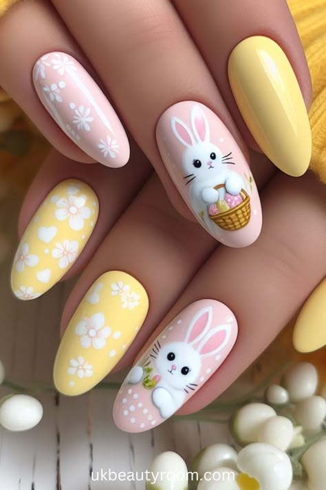 21 Adorable Easter Nail Designs for Spring 2024 Easter Nails Design Spring, Easter Nails Easy, Easter Nail Art Designs, Adorable Bunnies, Easter Nail, Bunny Nails, Easter Nail Designs, Easter Nail Art, Floral Nail Designs