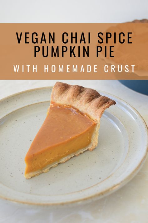 Indulge in the ultimate fall delight with our Vegan Chai Spice Pumpkin Pie! A buttery traditional crust cradles a velvety chai tea-infused pumpkin filling, creating a cozy dessert masterpiece perfect for autumn evenings and beyond. Chai Pumpkin Pie, Pie Crust Shield, Pumpkin Filling, Vegan Pie Crust, Vegan Whipped Cream, Vegan Pumpkin Pie, Baked Pie Crust, Pumpkin Chai, Vegan Pie