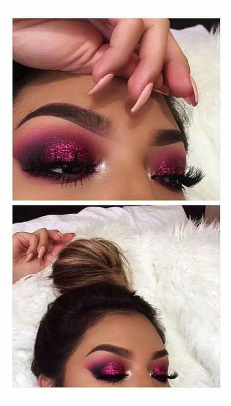 Sliver Makeup, Shimmery Makeup, Quinceanera Makeup, Pink Smokey Eye, Pink Eyeshadow Look, Makeup Pictorial, Pink Eye Makeup, Dramatic Eye Makeup, Birthday Makeup