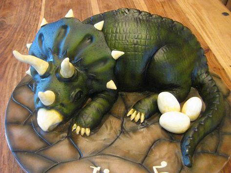 Triceratops Cake, Triceratops Birthday, Dino Cake, Dinosaur Birthday Cakes, Fantasy Cake, 3rd Birthday Cakes, Fondant Animals, Animal Cakes, Dinosaur Cake