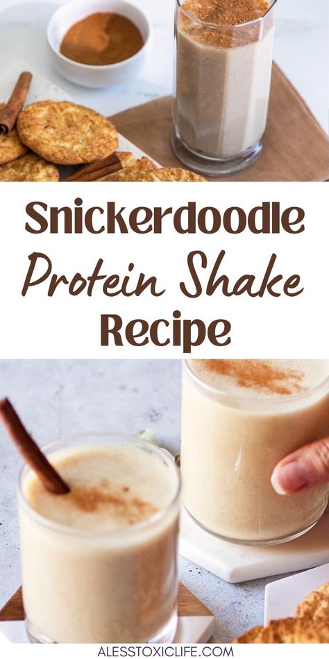 Isagenix snickerdoodle protein recipe Cse Protein Shake Recipes, Snickerdoodle Protein Shake, Snickerdoodle Protein Powder Recipes, Shakeology Shake Recipes, Snickerdoodle Shakeology Recipe, Protein Powder Recipes Shakes, Shakeology Mug Cake, Healthy Protein Shake Recipes, Shakeology Shakes