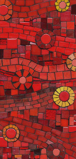 Shifting Horizons Red Mosaic, Red Tiles, Glass Art Projects, Angel Heart, Mosaic Projects, Mosaic Diy, Tile Work, Mosaic Designs, Stained Glass Mosaic