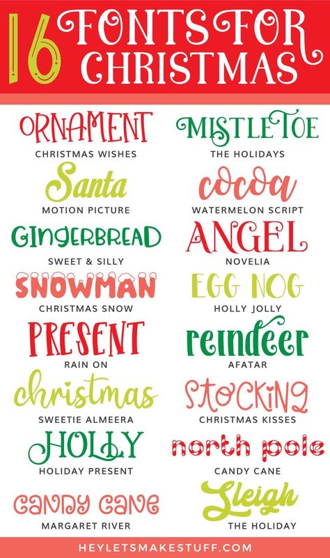 Christmas Handwriting Fonts, Santa Handwriting Font, Christmas Fonts Alphabet Handwritten, Fonts That Go Well Together, Christmas Signs Cricut, Christmas Writing Fonts, Cute Writing Fonts, Free Christmas Font, December Font