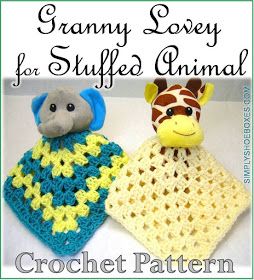 Simply Shoeboxes: DIY Crochet Granny Square Lovey and Purchased Stuffed Animal Combo Granny Square Lovey, Diy Crochet Granny Square, Lovey Blanket Pattern, Lovey Free Pattern, Crochet Lovies, Crochet Lovey Free Pattern, Operation Christmas Child Shoebox, Baby Lovies, Granny Square Projects