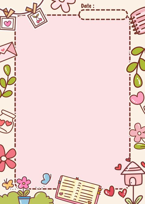 Pink Playful Cute Illustrative Blank Page Border A4 Document - Templates by Canva A4 Document, Page Borders, Document Templates, Blank Page, Background Design, Design Details, Canvas, Pink, Design