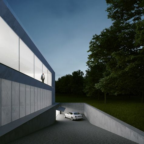 Modern Mansion by Maciej Grelewicz for Design a Beautiful House competition Parking Entrance, Garage Entrance, Crazy Houses, Underground Garage, Underground Parking, A Beautiful House, Luxury Garage, Modern Garage, Entrance Design