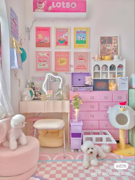 Kawaii Maximalist Room, Pastel Craft Room, Pastel Maximalist Decor, Dopamine Bedroom, Pink Maximalist Bedroom, Kawaii Home Decor, Cool Room Designs, Interior Design Your Home, Dopamine Decor