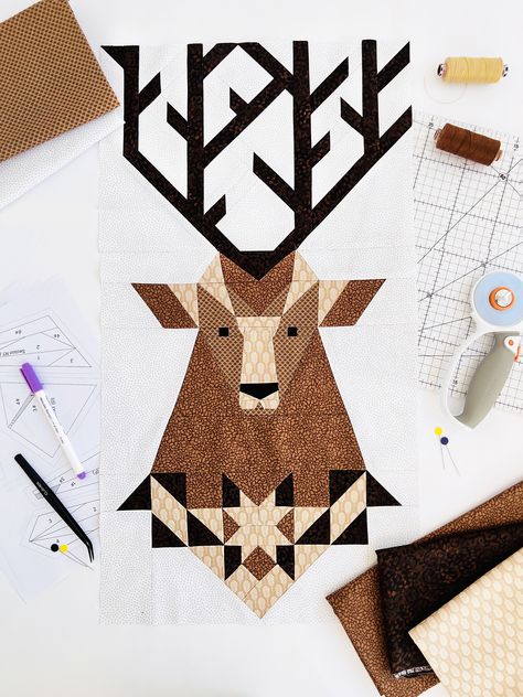 Hunting Quilt Patterns, Deer Quilt Patterns, Animal Quilt Blocks, Alaska Quilt, Moose Quilt, Canadian Quilts, Fpp Quilt, Violet Craft, Deer Quilt