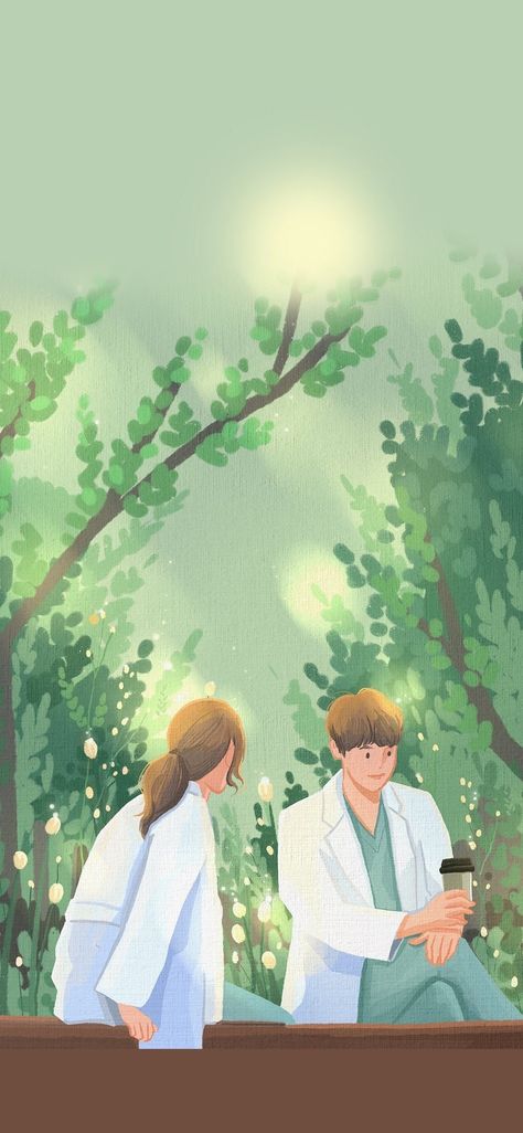 Couple Doctor Wallpaper, Kdrama Fan Art Wallpaper, Medical Artwork, Doctor Drawing, Korean Illustration, Ancient Greek Sculpture, Medical Wallpaper, Cute Couple Drawings, Girly Art Illustrations