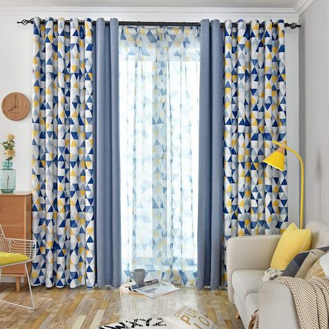 Blue And Yellow Curtains, Yellow Curtains Living Room, Curtains Living Room Modern, Yellow Curtains, Living Room Decor Curtains, Stylish Curtains, Curtains Living, Kids Curtains, Modern Curtains