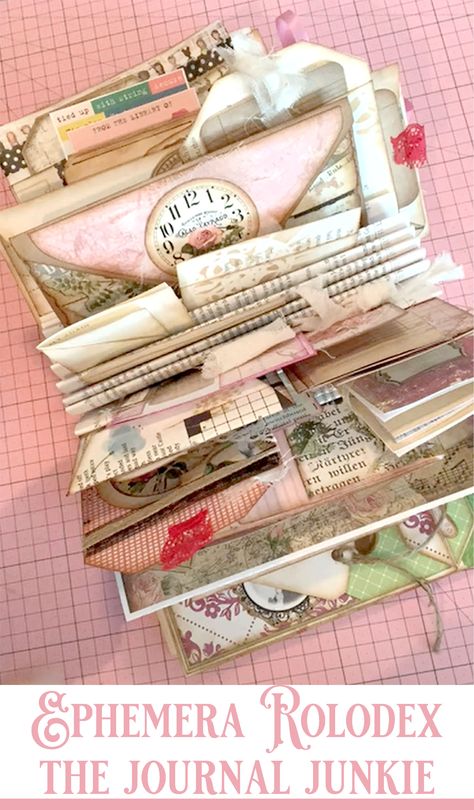 A Book rolodex for storing ephemera! Junk Journal | Storage Journal Storage, Ephemera Storage, Handmade Journals Diy, Altered Book Journal, Diy Journal Books, Glue Book, Creating Cards, Fabric Journals, Vintage Junk