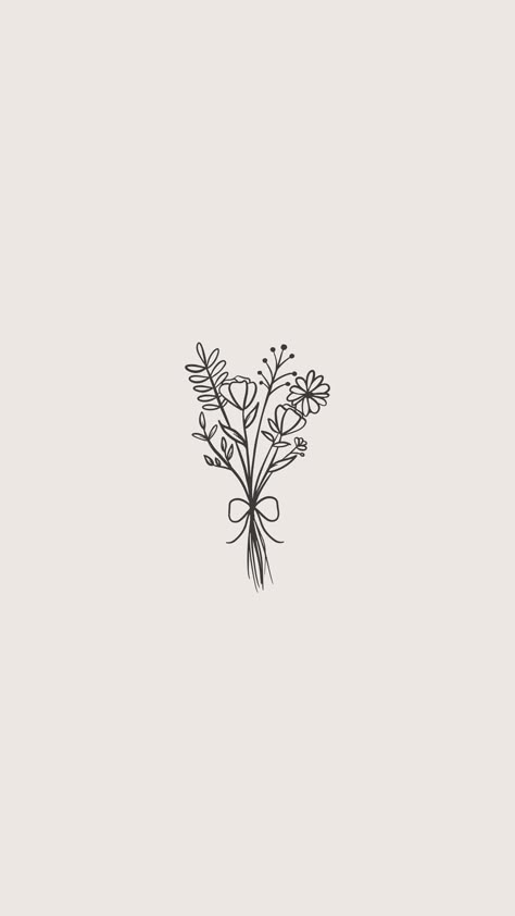 Flower Stems Drawing, Small Bouquet Drawing, Gardenia Bouquet Tattoo, Mini Bouquet Flowers Tattoo, Dainty Flower Bouquet Drawing, Bouquet Of Flowers Easy Drawing, One Line Flower Bouquet Drawing, Mini Flower Bouquet Drawing, Dainty Flowers Drawing