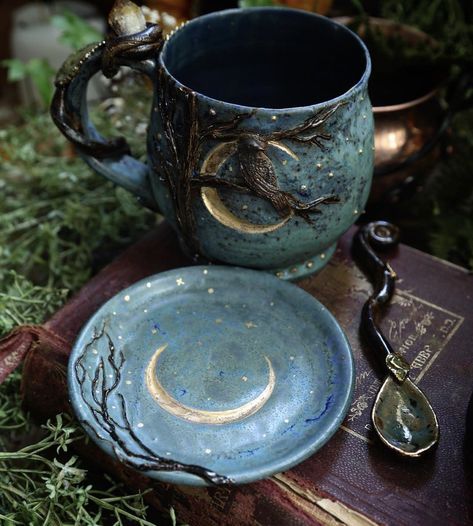 Cerámica Ideas, Keramik Design, Pottery Crafts, Ceramics Pottery Art, Ceramics Ideas Pottery, Green Witch, Arte Fantasy, Cup Set, Clay Ceramics