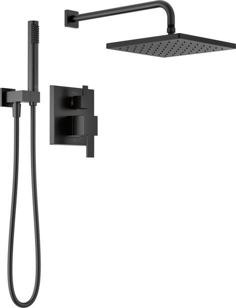 This Modern™ Collection bundle offers a streamlined, contemporary design and the components you need for a complete shower. Delta® showers with Monitor® pressure balance valves are engineered to make sure you don’t experience a sudden and possibly unsafe change in water temperature as a result of running water elsewhere, such as using a dishwasher, flushing a toilet or running a washing machine. While other products may gather unsightly mineral buildup over time, soft rubber Touch-Clean® spray holes allow any mineral residue to simply be wiped away for an instantly refreshed look — with no need for soaking or the aid of chemical cleaners. WaterSense® labeled faucets, showers and toilets use at least 20% less water than the industry standard — helping you save water without compromising per Rain Shower Head With Handheld, Shower Head With Handheld, Shower Diverter, Shower Faucet Sets, Door Hardware Interior, Bedroom Furniture For Sale, Rain Shower Head, Bathtub Shower, Mirrors For Sale