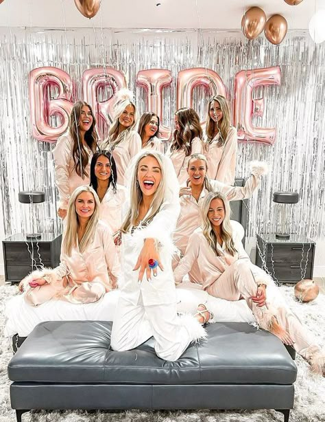 5 Trendiest Bach Party Themes - emberandstoneevents.com Bachelorette Pictures, Prosecco Bachelorette Party, Prosecco Bachelorette, Bachelorette Party Pictures, Bachelorette Slumber Parties, Pjs And Prosecco, Bachelorette Photoshoot, Bachelorette Sleepover, Bachelorette Party Planner