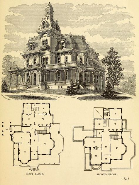 Design for a large residence Addams Family House, Sims Design, Residence Architecture, Victorian House Plans, Mansion Floor Plan, Vintage House Plans, Bloxburg Ideas, Sims House Plans, Casa Vintage