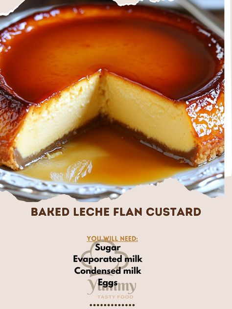 🍮🍬 Savor the creamy goodness of Baked Leche Flan Custard – a classic Filipino dessert that's smooth and irresistible! 🇵🇭❤️ #LecheFlan #FilipinoDesserts Baked Leche Flan Custard Ingredients: Eggs (6) Condensed milk (1 can, 14 oz) Evaporated milk (1 can, 12 oz) Sugar (1 cup, for caramel) Vanilla extract (1 tsp) Instructions: Preheat oven to 350°F (175°C). Caramelize sugar in a pan until golden and pour into flan mold. Blend eggs, condensed milk, evaporated milk, and vanilla. Pour over caram... Caramel Flan, Rich Desserts, Caramelized Sugar, Elegant Desserts, Creamy Desserts, Trending Recipes, Classic Desserts, Evaporated Milk, Sweetened Condensed Milk