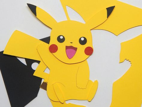 Paper Cut Pikachu by Amelia Thompson 3d Pokemon Paper Craft, Pokemon Cutouts, Pokemon Torte, Pokemon Birthday Card, Summer School Crafts, Pokémon Party, Pokemon Diy, Pokemon Craft, Pokemon Birthday Party