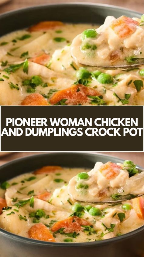 This easy Pioneer Woman Chicken and Dumplings recipe is a creamy and comforting meal that cooks effortlessly in a slow cooker. Perfect for busy weeknights, you can easily adapt it with common ingredients you have on hand. Enjoy tender chicken and fluffy dumplings in every delicious bite!

This Chicken And Dumplings Crock Pot Is From Cook And Share Cookbook by Mary Berry Crockpot Chicken And Dumplings Rotisserie, Slow Cook Chicken And Dumplings, Crock Pot Pioneer Woman, Quick Easy Chicken And Dumplings, Crockpot Chicken And Dumpling Soup, Chicken Dumplings Crockpot Homemade, Chicken Dumplings Crockpot Easy, Slow Cooker Chicken And Dumplings Recipe, Chicken Stew With Dumplings Recipe