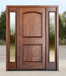 Mahogany Door Front Entry, Mahogany Front Door With Sidelights, Exterior Front Entryway Ideas, Solid Door With Sidelights, Wood Front Door With Sidelights, Front Doors With Side Lights, Solid Wood Front Door With Sidelights, Craftsman Door With Sidelights, Wood Entry Door With Sidelights