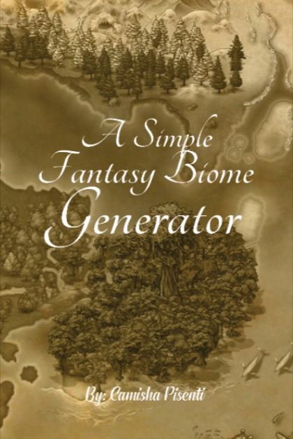 Image: The cover of a zine "A Simple Fantasy Biome Generator" in a sepia tone. 

Text: A Simple Fantasy Biome Generator
By Camisha Pisenti Tree Village, Fantasy Worlds, Biome, Flora And Fauna, Fantasy World, Creative Writing, Writing A Book, A Book, Art Inspiration