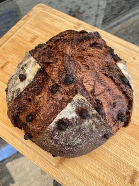 Chocolate Sourdough Bread Chocolate Sourdough Loaf, Chocolate Sour Dough Bread, Double Chocolate Sourdough Bread, Chocolate Sourdough Bread Recipe, Chocolate Sourdough Bread, Chocolate Sourdough, Sourdough Recipe, Honey Chocolate, Chocolate Bread