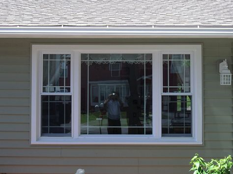 Verona - Praire Style Window Installation Big Front Window, Picture Windows Exterior, Front Door With Windows, Dining Sunroom, Prairie Style Windows, Window Makeover, Door Shade, Outside Doors, Exterior Upgrades