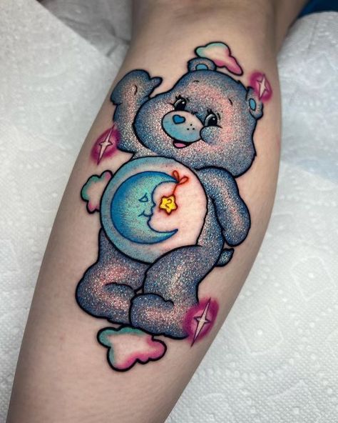 Rabbit Tattoo Design, Shoulder Cover Up Tattoos, Bears Tattoo, Care Bear Tattoos, Bear Tattoo Designs, Bedtime Bear, Gemini Tattoo, Bear Tattoos, Full Back Tattoos