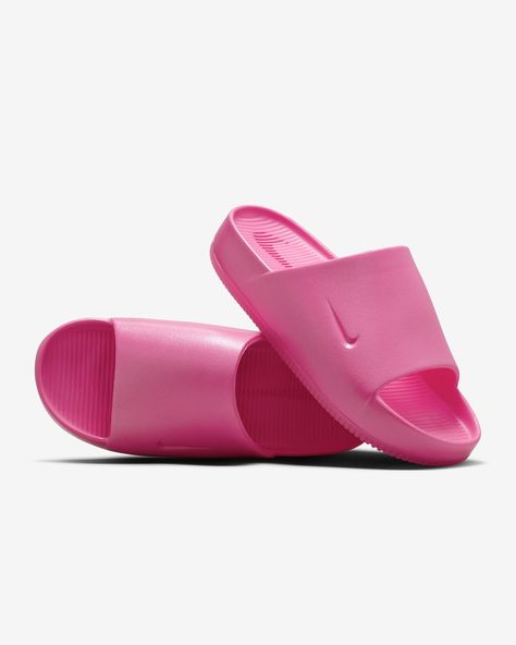 Comfortable Pink Synthetic Slides, Pink Nike Casual Slides, Pink Nike Slides, Pink Non-slip Slides, Pink Non-slip Slides For Beach, Slides Nike, Pink Non-slip Beach Slides, Pink Slides, Nike Slides