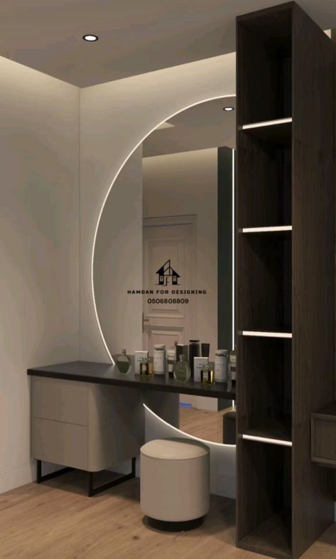 Bedroom Showcase Design, Wardrobe Inside, Bedroom Pop Design, Dressing Table Design, Vanity Ideas, Smart Home Design, Mirror Design Wall, Dressing Area, Bedroom Mirror