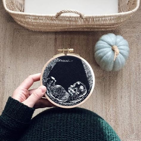 Slide 1 of 5 Creative Pregnancy Announcement, Idee Cricut, Pola Sulam, 자수 디자인, Hand Embroidery Stitches, Hand Embroidery Patterns, Embroidery Inspiration, Hoop Art, Ultrasound