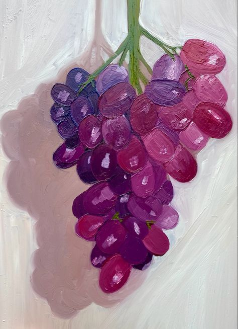 Grapes Oil Pastels, Grapes Acrylic Painting, Thumb Painting, Analogous Color, Grape Oil, Grape Painting, Grape Plant, Analogous Color Scheme, Ceramic Cafe